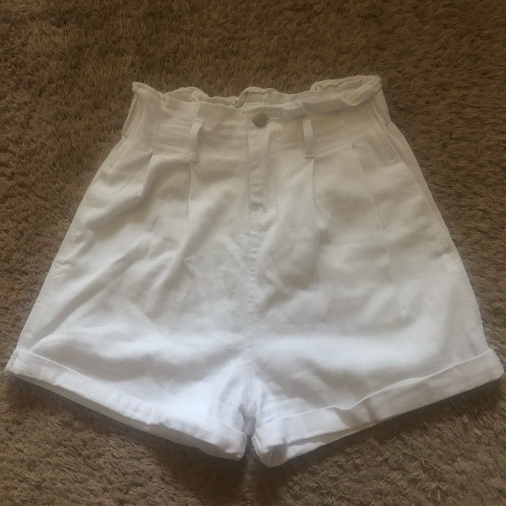 White, paper bag shorts